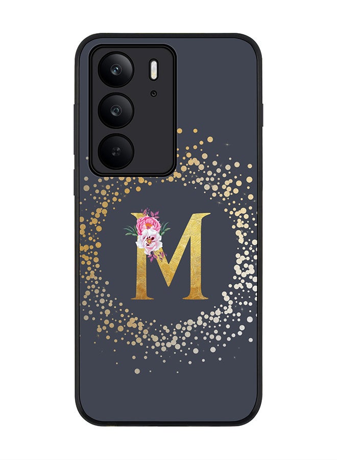 Stylizedd For Realme C75x / C75 4G Case,Slim fit Camera Protection, Shockproof Thin Phone cover  - Custom Monogram Floral - M  (Grey ) - Image 1
